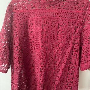 Elegant LOFT Lace Women's Top in Rich Red